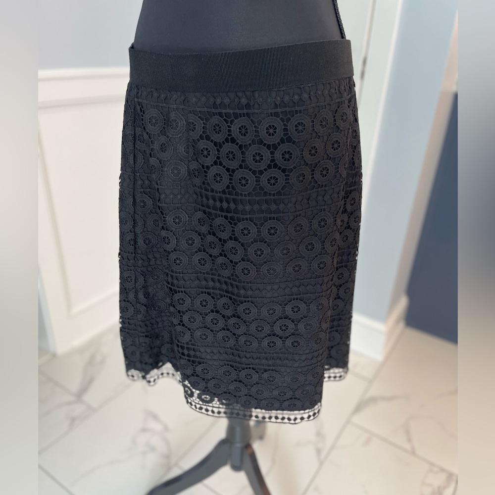 LOFT Black Lace Midi Skirt